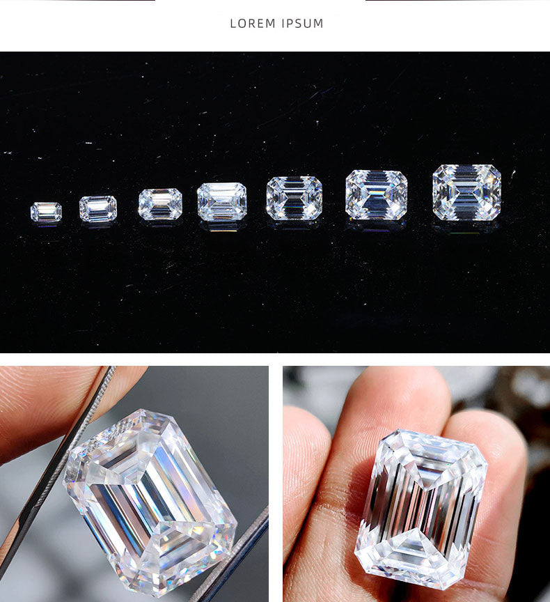 D color emerald cut diamond moissanite