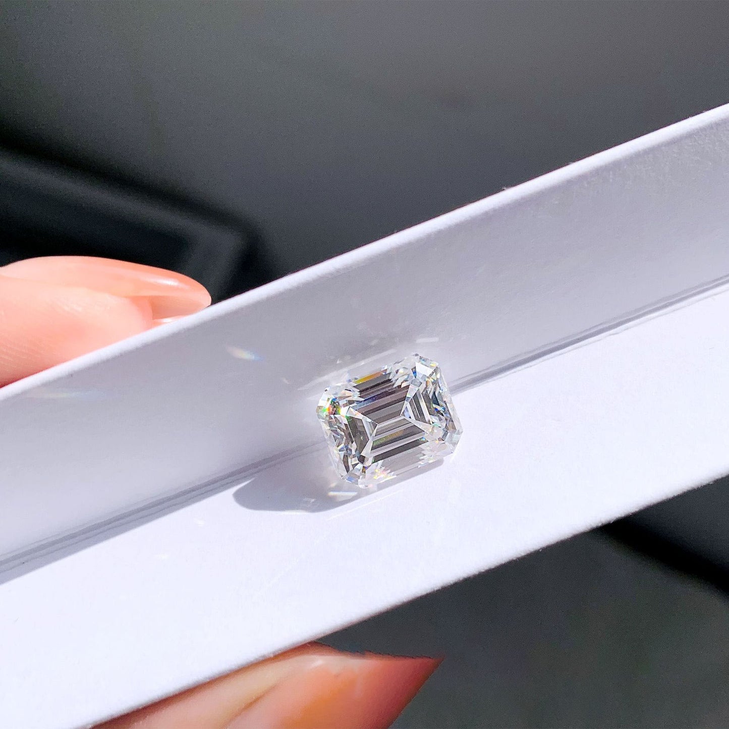 D color emerald cut diamond moissanite