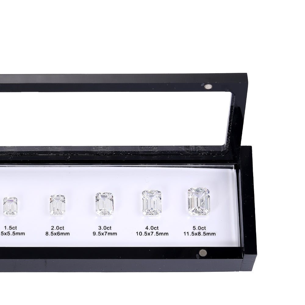 Emerald shape gemstone size and carat chart comaprison kit for jewelers