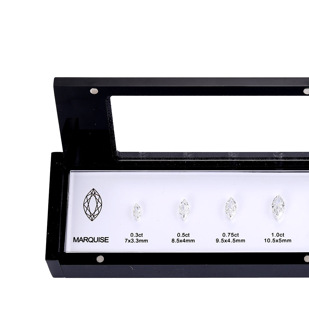 Marquise shape gemstone carat and size chart for comparison for jewelers