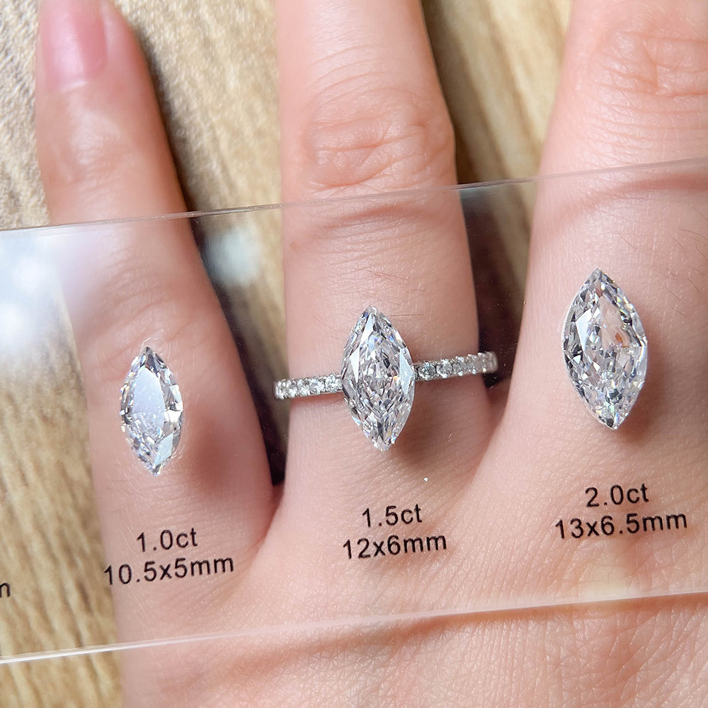 Marquise shape gemstone carat and size chart for comparison for jewelers