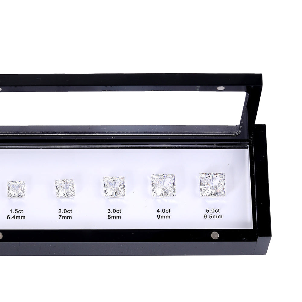 Pricess shape gemston size and carat comparison kit for jewelry retailers