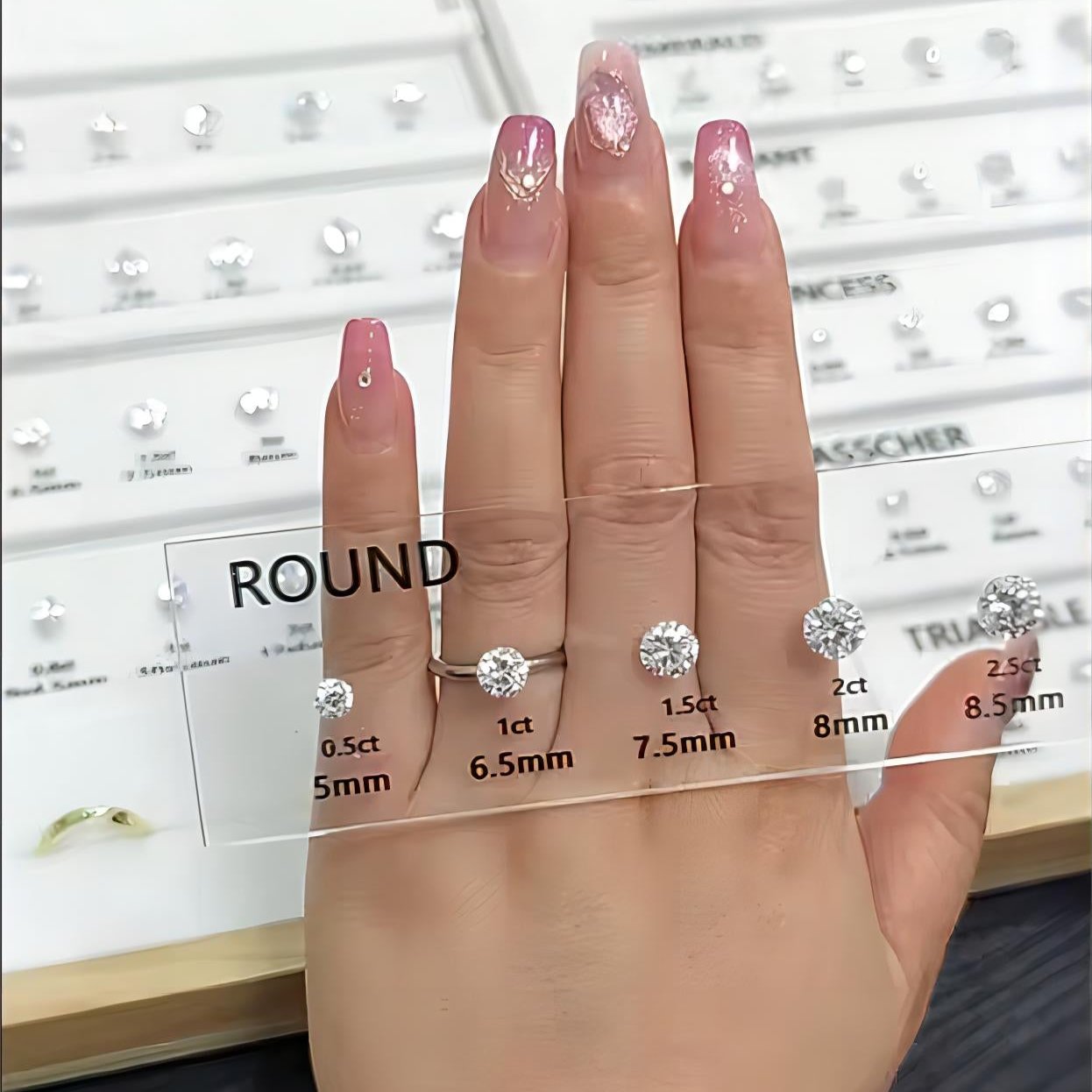 Ring Carat Comparison on hand